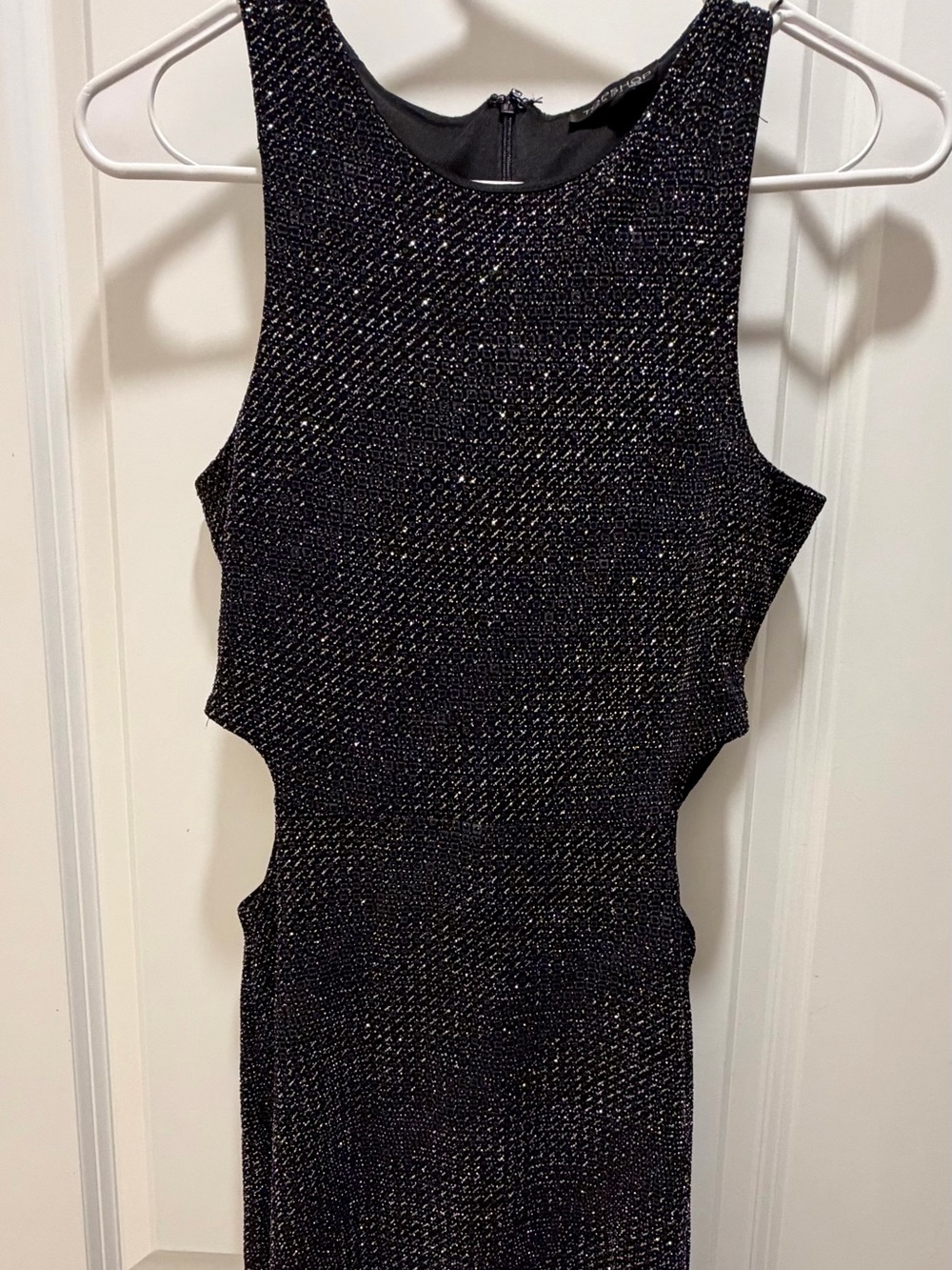 Topshop Black Sparkle Backless Cutout Dress